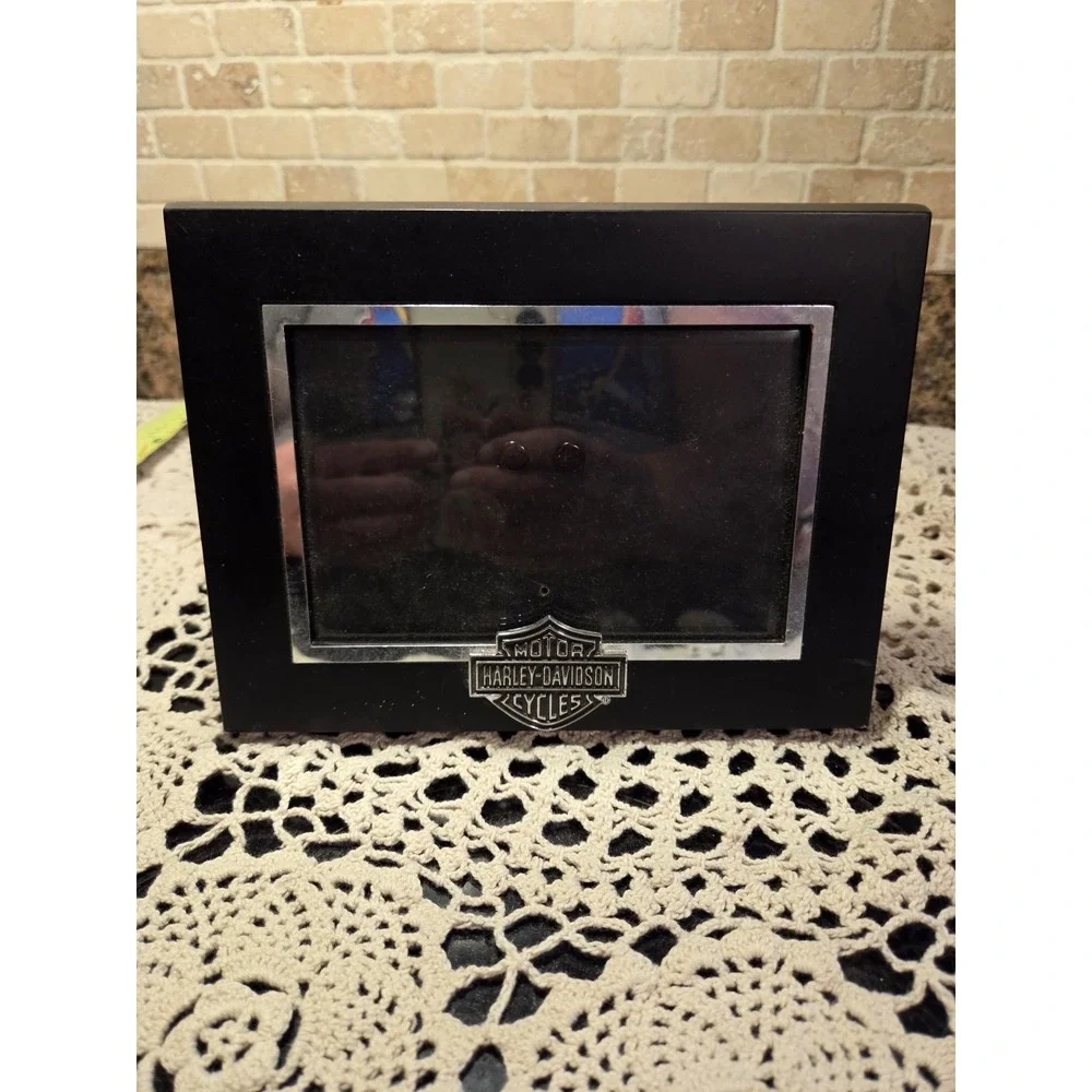 Harley Davidson 4x6 Black Rim Photo Frame With Silver Logo